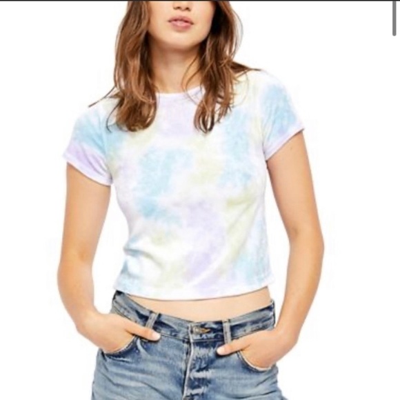 Free People Bright Eyes Velvet Tee Cloud Combo Top - Picture 5 of 13